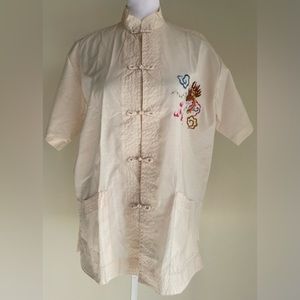 NOS HEALTH BRAND MANDARIN EMBROIDERED PAJAMA TOP, ORIGINAL TAGS ATTACHED, L